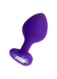 Фиолетовая анальная втулка Diamond Heart с прозрачным кристаллом - 8 см. - ToyFa - купить с доставкой в Ярославле