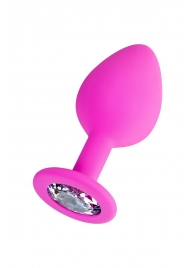 Розовая анальная втулка Brilliant с прозрачным кристаллом - 8 см. - ToyFa - купить с доставкой в Ярославле