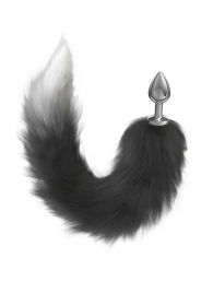 Серебристая анальная пробка с черным хвостом Galaxy - Lola Games - купить с доставкой в Ярославле