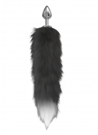 Серебристая анальная пробка с черным хвостом Starlit - Lola Games - купить с доставкой в Ярославле