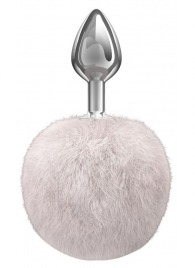 Серебристая анальная пробка с белым пушистым хвостиком Twinkle - Lola Games - купить с доставкой в Ярославле