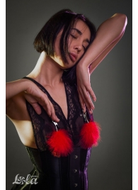 Зажимы на соски с красным пухом Euphoric - Lola Games - купить с доставкой в Ярославле