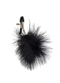 Зажимы на соски с черным пухом Euphoric - Lola Games - купить с доставкой в Ярославле