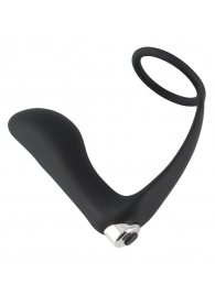 Черное эрекционное кольцо с анальной вибропробкой Vibrating Ring   Plug - Orion - в Ярославле купить с доставкой