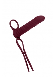 Бордовая вибронасадка для двойного проникновения Rori - 17 см. - Lola Games - купить с доставкой в Ярославле