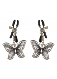 Зажимы на соски с бабочками Butterfly Nipple Clamps - Pipedream - купить с доставкой в Ярославле