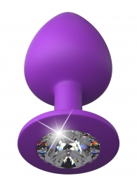 Фиолетовая анальная пробка со стразом Her Little Gem Large Plug - 9,5 см. - Pipedream - купить с доставкой в Ярославле