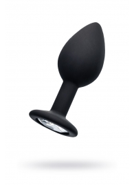 Черная анальная втулка с прозрачным стразом - 7,2 см. - POPO Pleasure - купить с доставкой в Ярославле