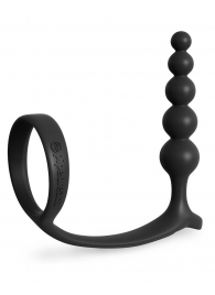 Черная анальная цепочка с эрекционным кольцом Ass-gasm Cockring Anal Beads - Pipedream - в Ярославле купить с доставкой