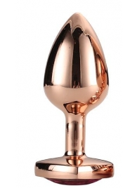 Золотистая анальная втулка с кристаллом-сердечком розового цвета - 7,1 см. - Dream Toys - купить с доставкой в Ярославле