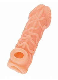 Телесная закрытая насадка с венками Cock Sleeve Size S - 13,8 см. - KOKOS - в Ярославле купить с доставкой