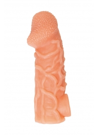 Телесная закрытая насадка с венками Cock Sleeve Size L - 17,6 см. - KOKOS - в Ярославле купить с доставкой