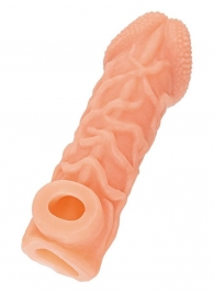 Телесная закрытая насадка с венками Cock Sleeve Size L - 17,6 см. - KOKOS - в Ярославле купить с доставкой