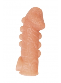 Телесная закрытая насадка с шишечками Cock Sleeve Size M - 15,6 см. - KOKOS - в Ярославле купить с доставкой