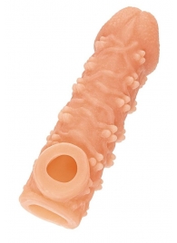 Телесная закрытая насадка с пучками шишечек Cock Sleeve Size L - 17,6 см. - KOKOS - в Ярославле купить с доставкой