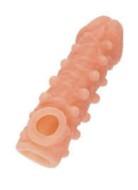 Телесная закрытая насадка с шариками Cock Sleeve Size M - 15,6 см. - KOKOS - в Ярославле купить с доставкой