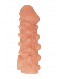 Телесная закрытая насадка с шариками Cock Sleeve Size L - 17,6 см. - KOKOS - в Ярославле купить с доставкой