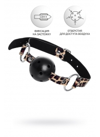 Черный кляп-шар на леопардовых ремешках Anonymo - ToyFa - купить с доставкой в Ярославле