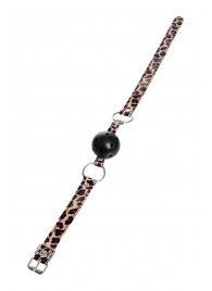 Черный кляп-шар на леопардовых ремешках Anonymo - ToyFa - купить с доставкой в Ярославле