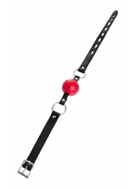 Красный кляп-шар на черных ремешках - ToyFa - купить с доставкой в Ярославле