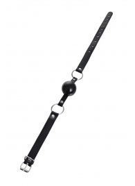 Черный кляп-шар на кожаных ремешках Anonymo - ToyFa - купить с доставкой в Ярославле