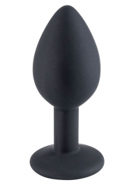 Черная малая силиконовая пробка с прозрачным кристаллом - Свободный ассортимент