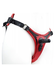 Красно-черный женский пояс с 2 способами крепления насадок - LOVETOY (А-Полимер) - купить с доставкой в Ярославле