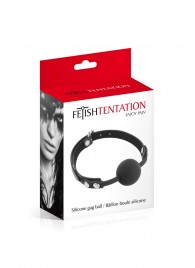 Черный силиконовый кляп-шарик на ремешках - Fetish Tentation - купить с доставкой в Ярославле