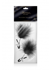Зажимы на соски с черными пуховыми кисточками Sweet Caress Feather Nipple Clumps - Sweet Caress - купить с доставкой в Ярославле