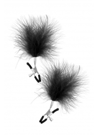 Зажимы на соски с черными пуховыми кисточками Sweet Caress Feather Nipple Clumps - Sweet Caress - купить с доставкой в Ярославле