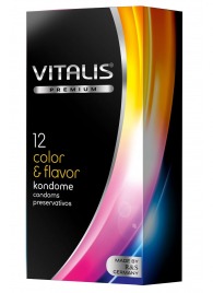 Цветные ароматизированные презервативы VITALIS PREMIUM color   flavor - 12 шт. - Vitalis - купить с доставкой в Ярославле