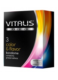 Цветные ароматизированные презервативы VITALIS PREMIUM color   flavor - 3 шт. - Vitalis - купить с доставкой в Ярославле