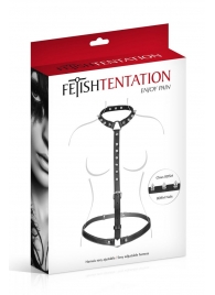 Черная упряжь на тело с шипами на ошейнике - Fetish Tentation - купить с доставкой в Ярославле