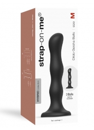 Черная насадка Strap-On-Me Dildo Geisha Balls size M - Strap-on-me - купить с доставкой в Ярославле