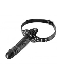 Черный кляп-фаллоимитатор Double Penis Gag - Fetish Tentation - купить с доставкой в Ярославле