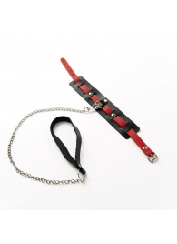 Черный ошейник с красным ремешком и поводком - Crazy Handmade - купить с доставкой в Ярославле