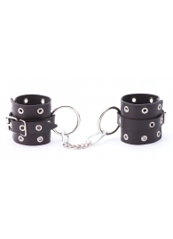 Черные кожаные наручники с люверсами - Crazy Handmade - купить с доставкой в Ярославле