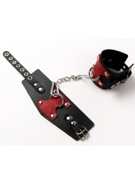 Черные кожаные оковы с красными вставками - Crazy Handmade - купить с доставкой в Ярославле