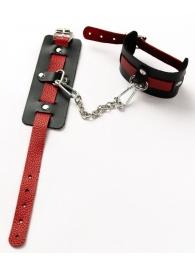 Черные оковы с красным декором и заклепками - Crazy Handmade - купить с доставкой в Ярославле