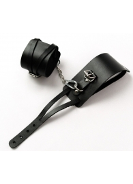 Черные кожаные оковы с креплением в виде веревочек - Crazy Handmade - купить с доставкой в Ярославле