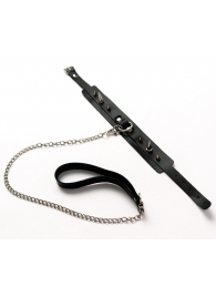 Черный ошейник с шипами и поводком - Crazy Handmade - купить с доставкой в Ярославле