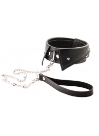 Черный ошейник-воротничок с металлическим поводком - Crazy Handmade - купить с доставкой в Ярославле