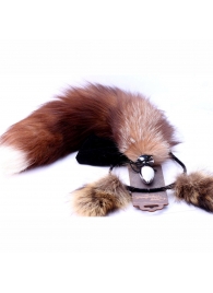 Игровой комплект: серебристая анальная пробка с пушистым хвостом и ободок-ушки - Crazy Handmade - купить с доставкой в Ярославле