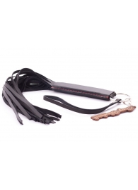 Черная кожаная плеть с удобной ручкой - 50 см. - Crazy Handmade - купить с доставкой в Ярославле