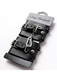 Черные кожаные наручники с ремешками - Crazy Handmade - купить с доставкой в Ярославле