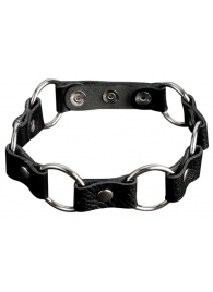 Кожаный черный ошейник с кольцами - Sitabella - купить с доставкой в Ярославле