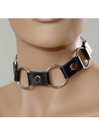 Кожаный черный ошейник с кольцами - Sitabella - купить с доставкой в Ярославле