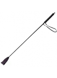 Чёрный стек с кожаной ручкой - 58 см. - Sitabella - купить с доставкой в Ярославле