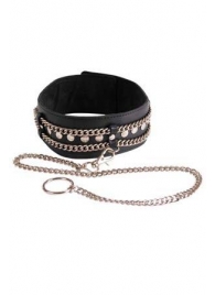 Чёрный ошейник с цепочками и поводком - Sitabella - купить с доставкой в Ярославле