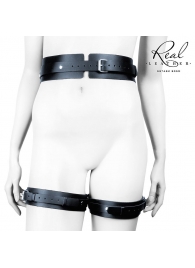 Черный кожаный пояс с гартерами - S-M - Notabu - купить с доставкой в Ярославле